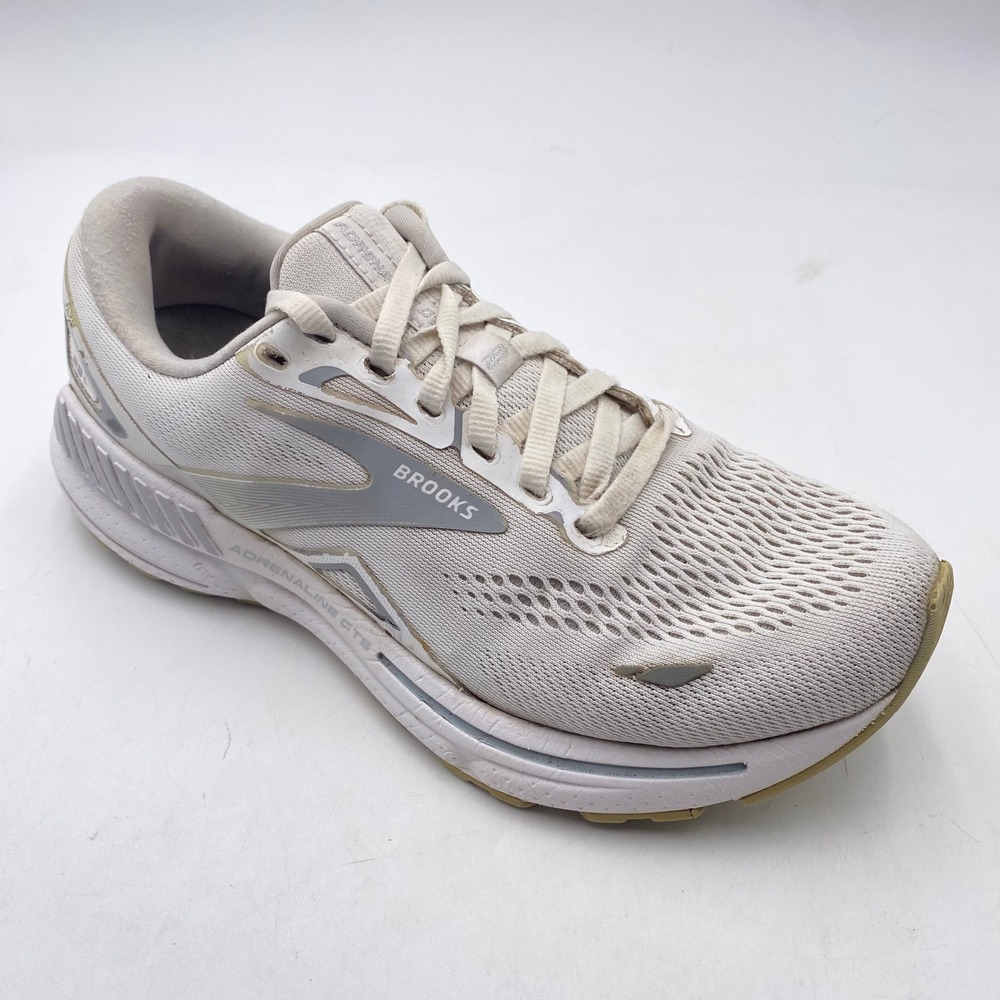 Brooks Adrenaline GTS 23 Running Shoes Womens 8 Wide White Silver Stability Mesh